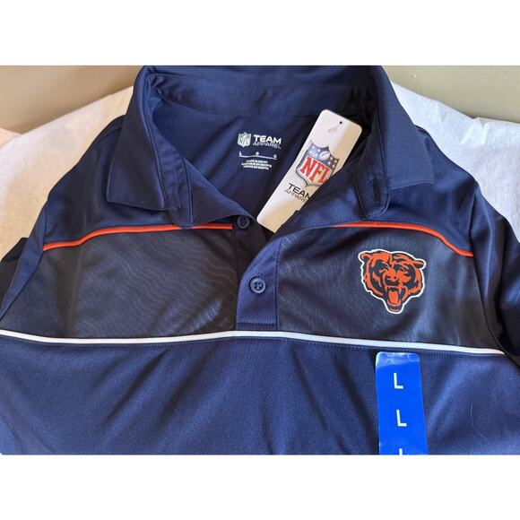Chicago Bears Polo Shirt Men L Navy Blue Knit NFL Team Apparel New With Tag - Picture 3 of 6